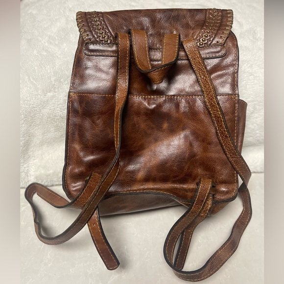 EUC Patricia Nash Jovanna Distressed Cognac Italian Leather Tassel Backpack - Picture 3 of 14